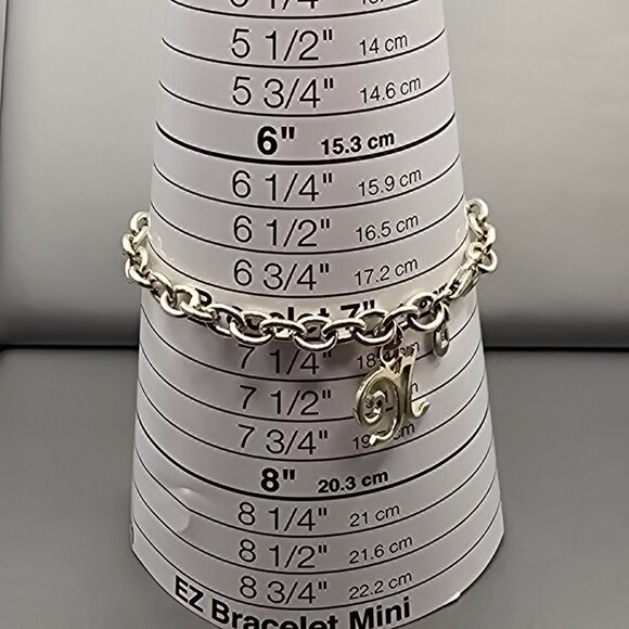 Barse Sterling Silver Cable Link Charm Bracelet 7" Letter N & Bell 18.46g - Picture 8 of 8